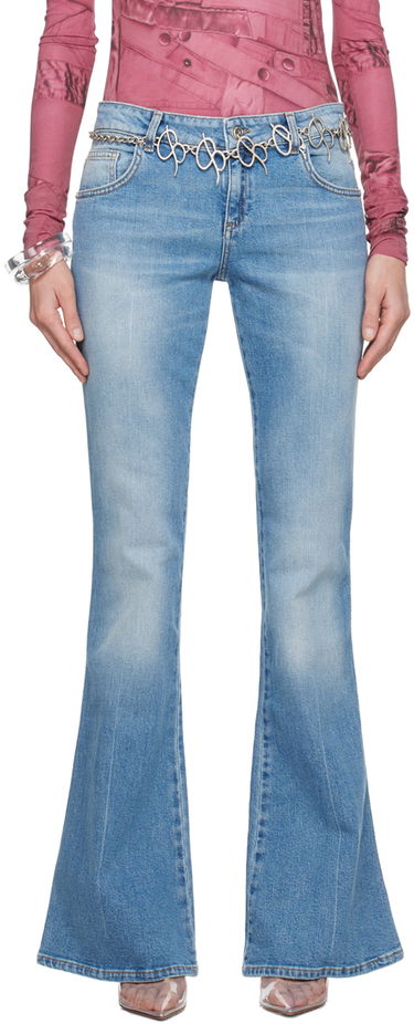 Дънки Blumarine Blumarine Five-Pocket Flare Jeans Синьо | P422J127A, 0