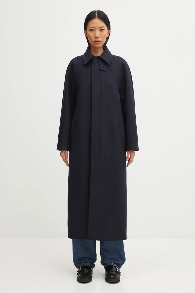 Палта A.P.C. Long Wool Blend Coat Gaia Тъмно синьо | WVBEB.F01533