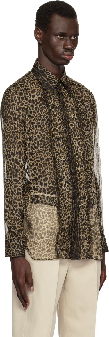 Риза Tom Ford TOM FORD Leopard Plisse Shirt Кафяво | HSA001-FMS051S25, 1