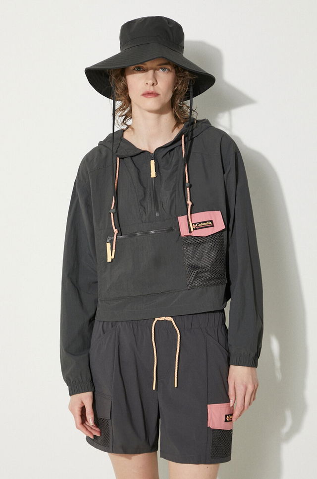 Painted Peak Transitional Cropped Oversize Anorak Hoodie with Mesh Pockets
