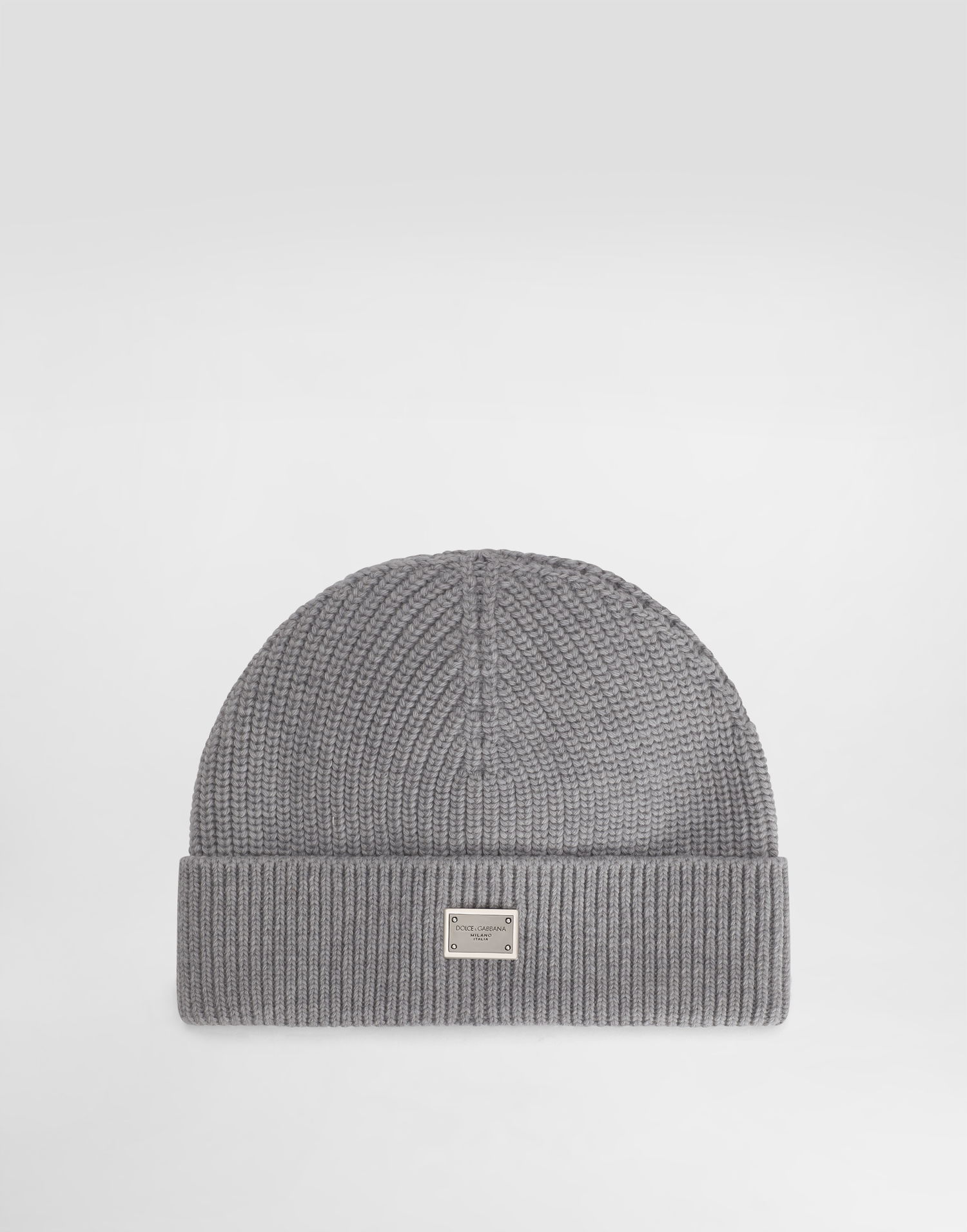 Шапка Dolce & Gabbana Dolce & Gabbana Knit Beanie with Metal Logo Tag Сиво | GX05KTJDVA1N0495, 0