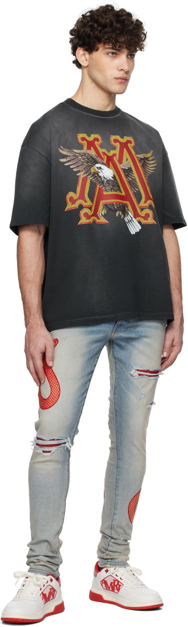 Дънки AMIRI Snake Embroidered Slim Jeans Синьо | AMDNSY1115, 3