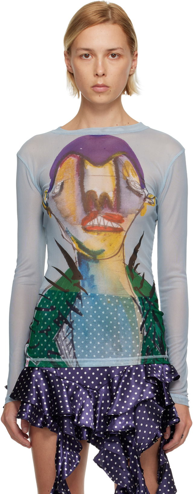 Charles Jeffrey LOVERBOY Powermesh Long Sleeve Graphic Print T-Shirt