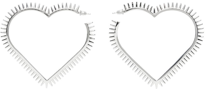 Обеци We11done We11done Large Spike Heart Earrings Металик | WD-AJ1-23-514-U-SV, 0