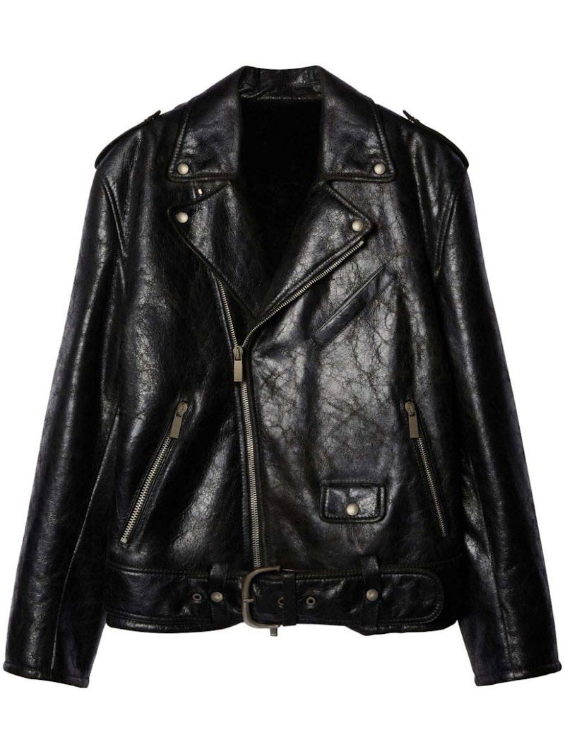 Яке бомбър Off-White Crinkled Leather Biker Jacket Черно | OMJL004F23LEA0011000, 0