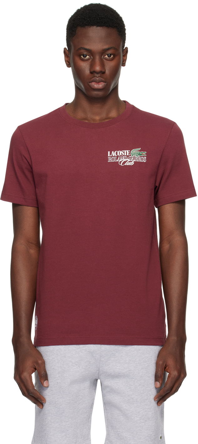 Тениска Lacoste Burgundy Roland Garros Edition T-Shirt Бургунди | TH7905_IXZ, 0