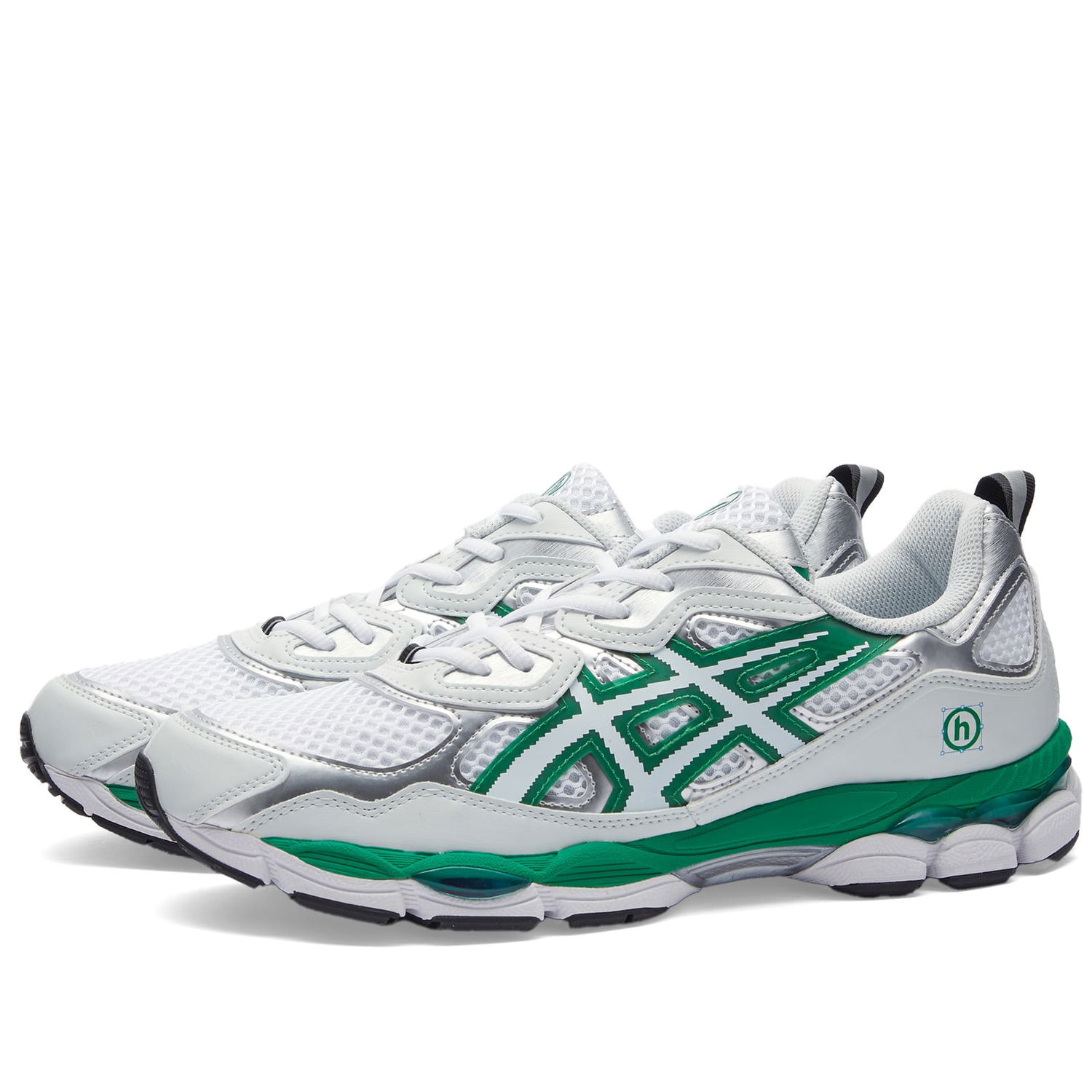 Кецове и обувки Asics Men's x Hidden Ny Gel-Nyc in White/Jolly Green, Size UK 3.5 | END. Clothing Сиво | 1201B001, 0
