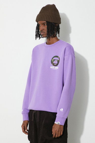 Суитчър AAPE by A Bathing Ape AAPE Loose Fit Crewneck Back X-Bone Sweatshirt Лилаво | ASWA324, 4