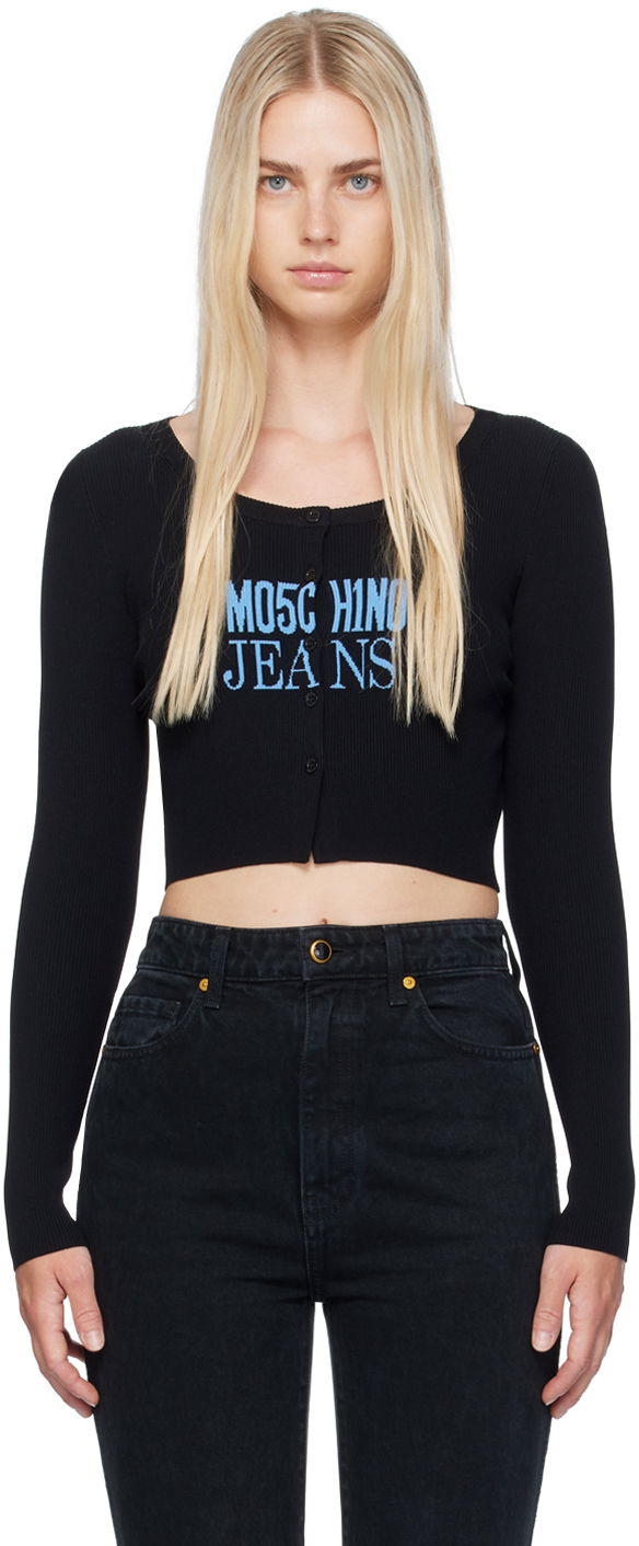 Пуловер Moschino Jeans Ribbed Knit Cardigan Черно | 242K10927