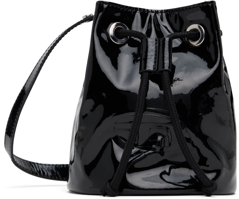 Дамска чанта Diesel Kids' Black Patent Leather Bucket Bag Черно | J01930