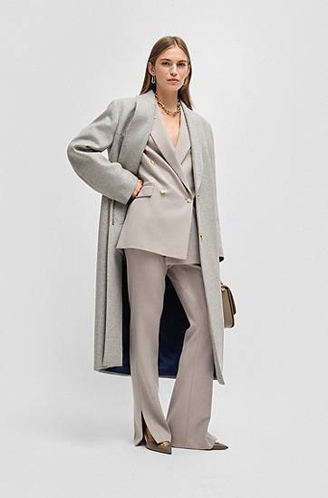 Палта BOSS Oversized Wool & Cashmere Coat Сиво | 50524472, 1
