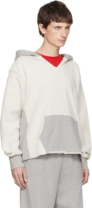 Суитчър LES TIEN Heavyweight Inside Out Raw Cropped Hoodie Бяло | CF-1150-IO, 1