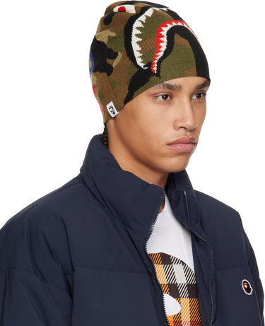 Шапка BAPE A Bathing Ape 1st Camo Shark Knit Beanie Зелено | 001HTK701006M, 1