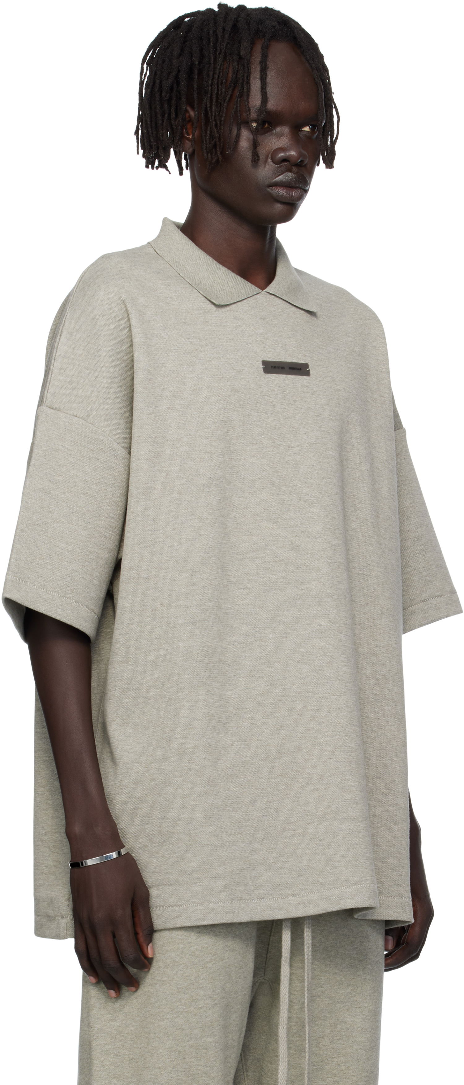 Поло тениска Fear of God ESSENTIALS 90s Fit Piqué Short Sleeve Polo Сиво | 125SP254405F, 1
