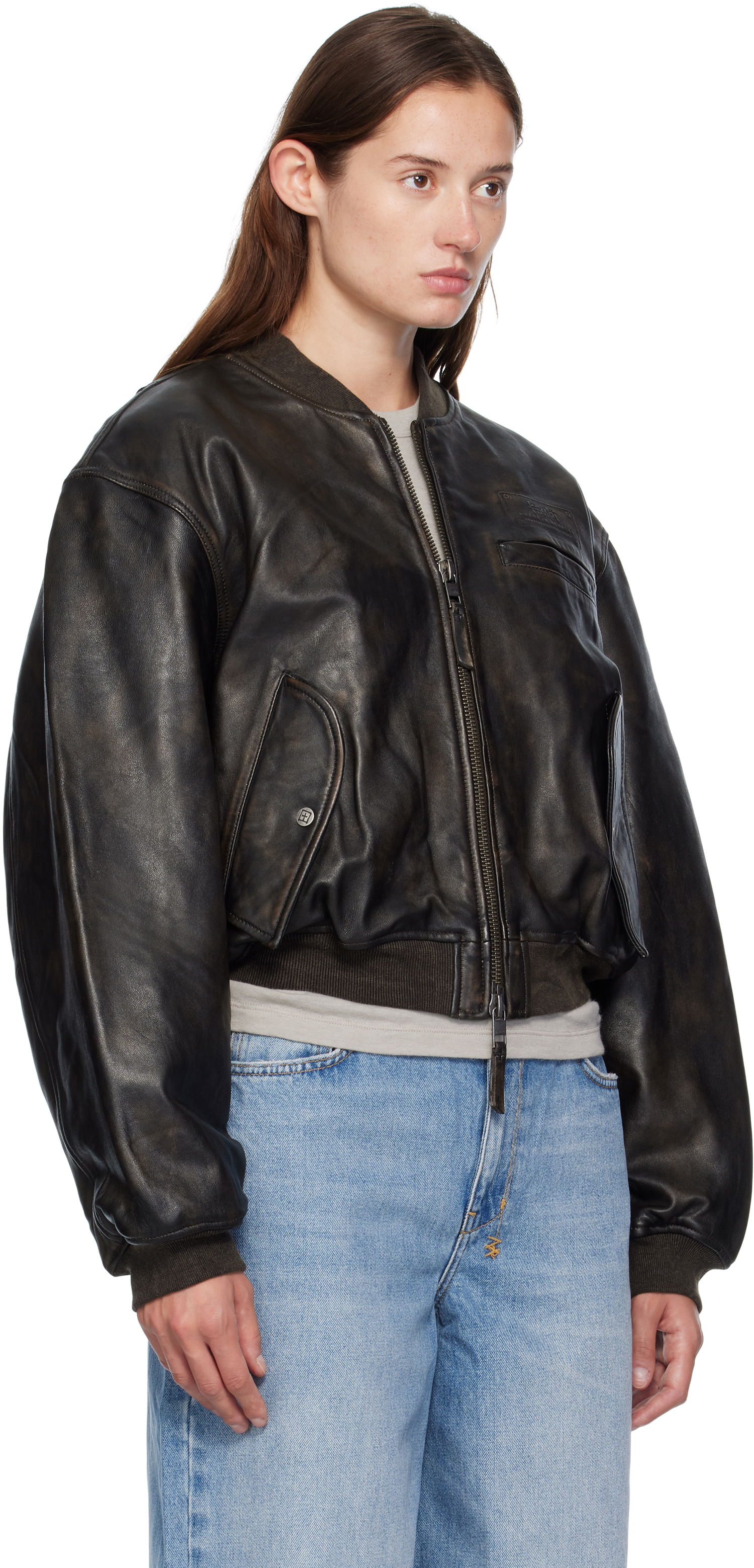 Яке бомбър Ksubi Ksubi Alpha Crop Leather Bomber Jacket Черно | WFA25JK009, 1