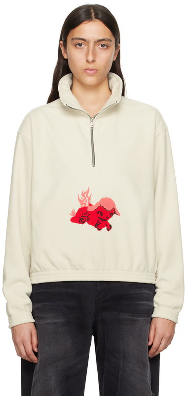 Суитчър We11done Pony Fleece Half-Zip Sweatshirt Бяло | WD-TS3-23-893-U-WH, 0