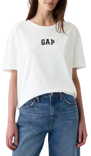 Тениска GAP T-Shirt Logo Boyfriend Бяло | 407990-03, 0