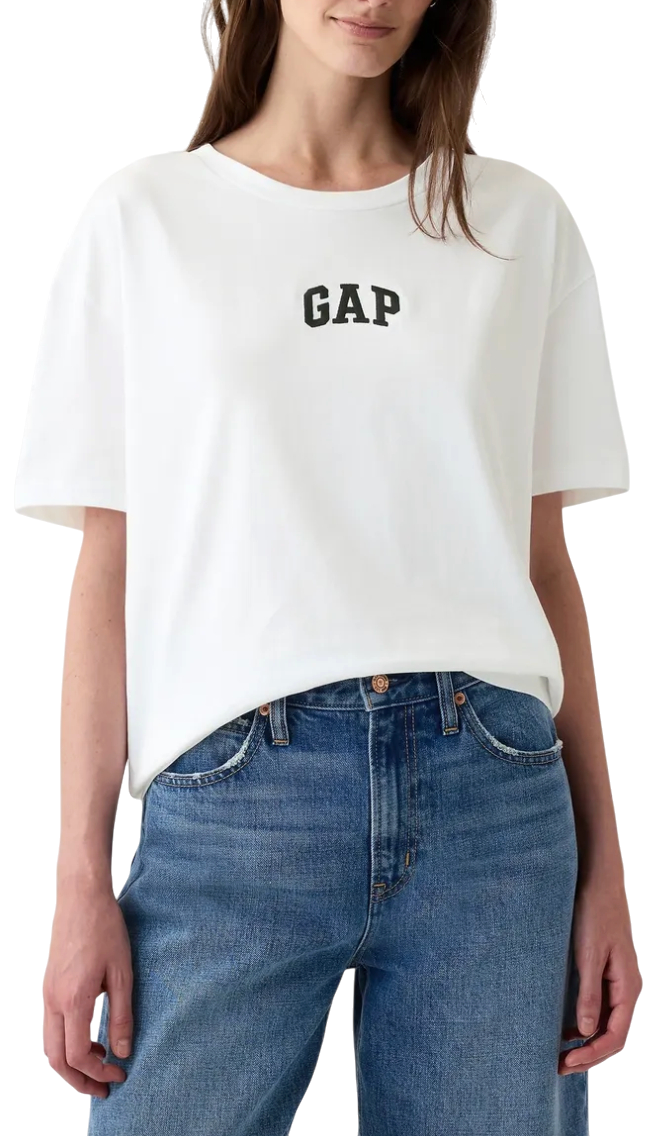 Тениска GAP T-Shirt Logo Boyfriend Бяло | 407990-03