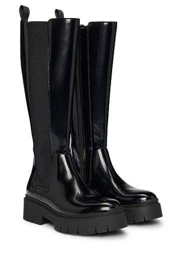 Pокля BOSS Faux Leather Knee-High Chelsea Boots Черно | 50529861, 0