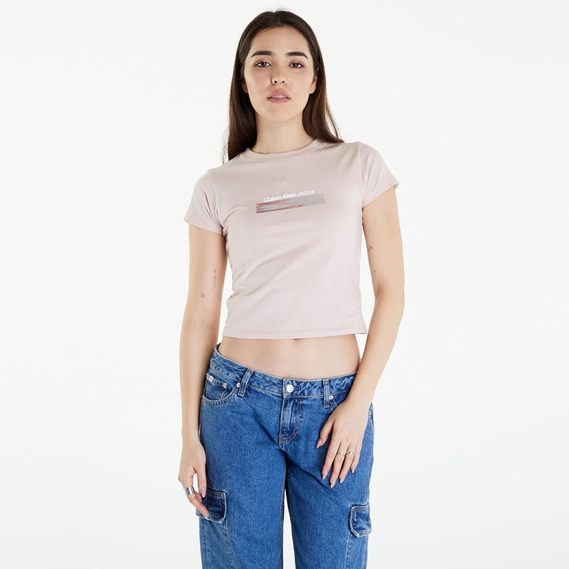 Тениска CALVIN KLEIN Diffused Box Fitted Short Sleeve Tee Розово | J20J223167 TF6