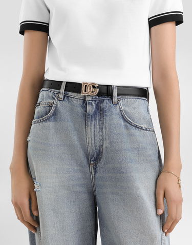 Колани Dolce & Gabbana Calfskin Belt With Dg Logo 65 Черно | BE1682AW57680999, 1