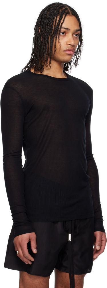 Пуловер Ann Demeulemeester Ann Demeulemeester Greg Slim Fit Long Sleeve T-Shirt Черно | 2510-M-JTS12-FA570-099, 1
