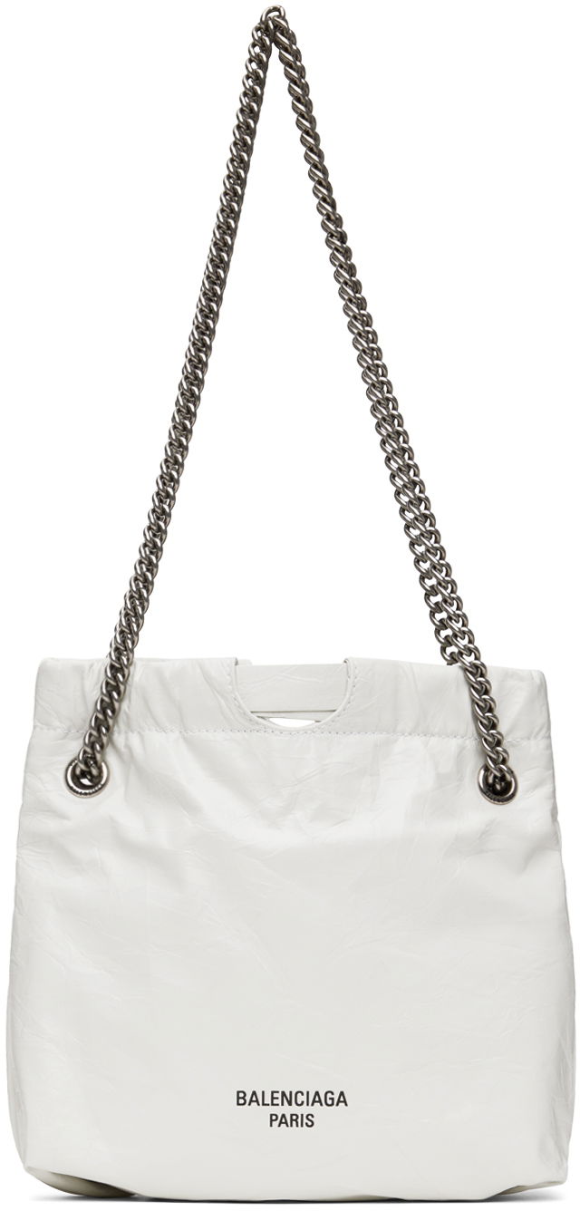 Голяма пазарска чанта Balenciaga White Crush XS Tote Bag Бяло | 781796 2AAZ8, 0