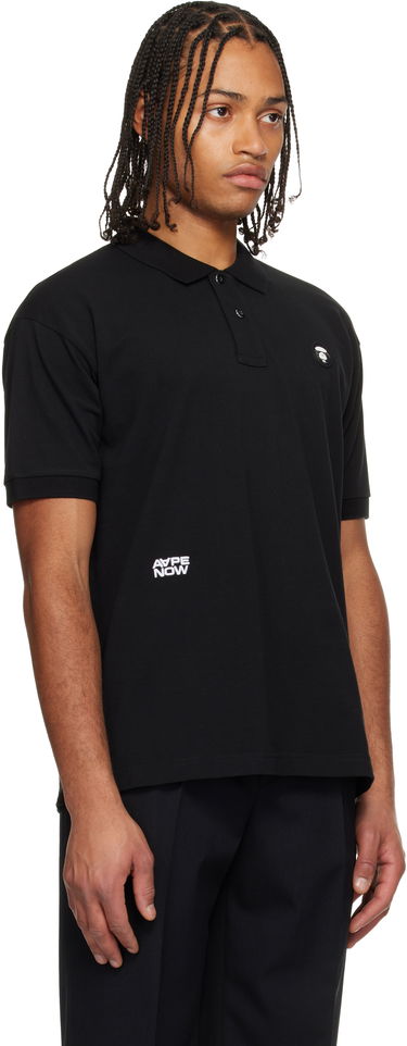 Поло тениска AAPE by A Bathing Ape 'AAPENOW' Moonface Logo Short-Sleeve Pique Polo Черно | AAPPOM1609XXNBKX, 1