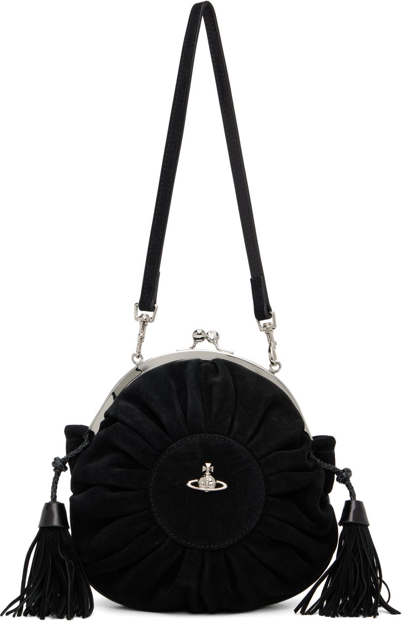 Чанта през рамо Vivienne Westwood Rosie Suede Gathered Frame Bag with Tassels Черно | 4B01000SW-L007E-