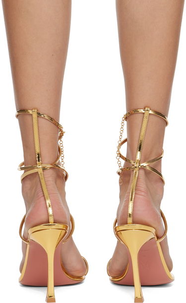 Аксесоари Amina Muaddi Amina Muaddi Henson Thong Lace Up Heeled Sandals Металик | HENSON THONG LACE UP SR MI, 1