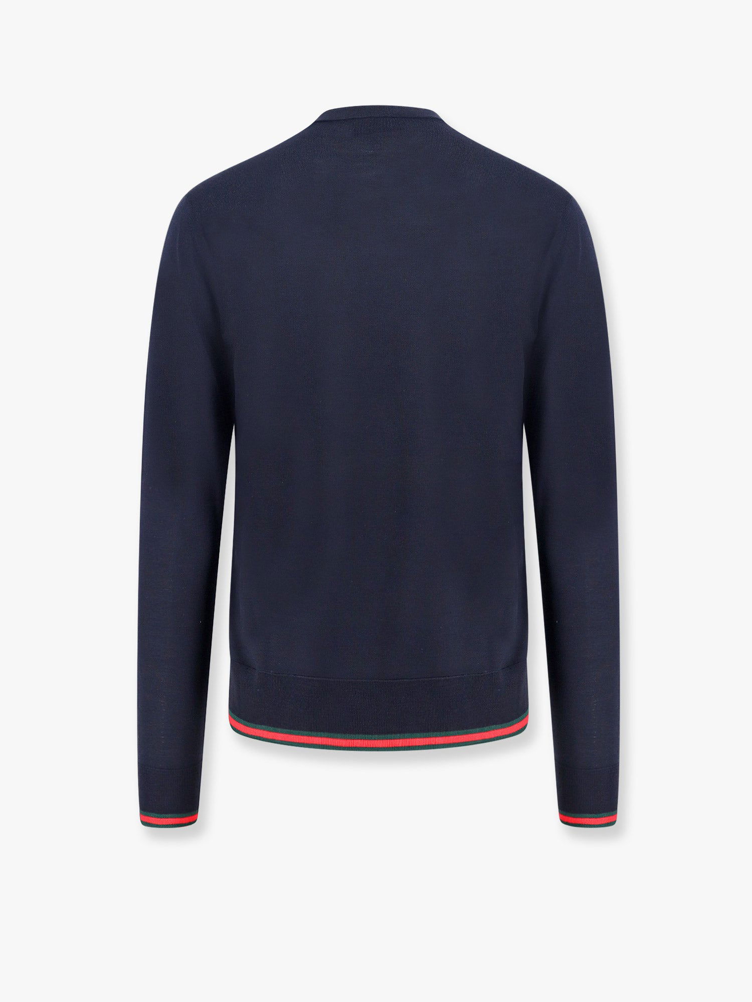 Пуловер Gucci Navy Blue Sweater With Red And Green Trim Тъмно синьо | 814531XKEJ14060, 1