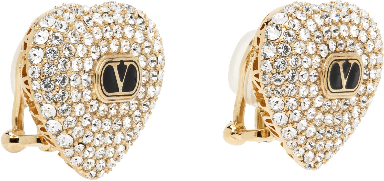 Обеци Valentino Valentino Garavani Crystal Heart Earrings Металик | 6W2J0Y68VTI, 1