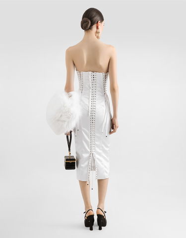 Pокля Dolce & Gabbana Dolce & Gabbana Strapless Satin Corset Dress Бяло | F6TSETFURADW0800, 2