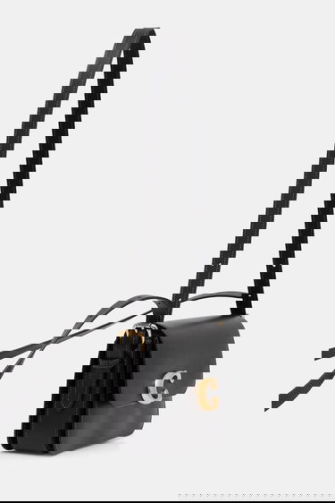 Чанта през рамо Coach Leather Flap Shoulder Bag with C-Lock Черно | CAM17, 1