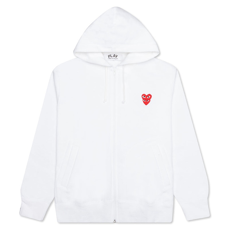 Суитчър Comme des Garçons Stacked Heart Zip Hoodie Бяло | AZ-T293-051-2
