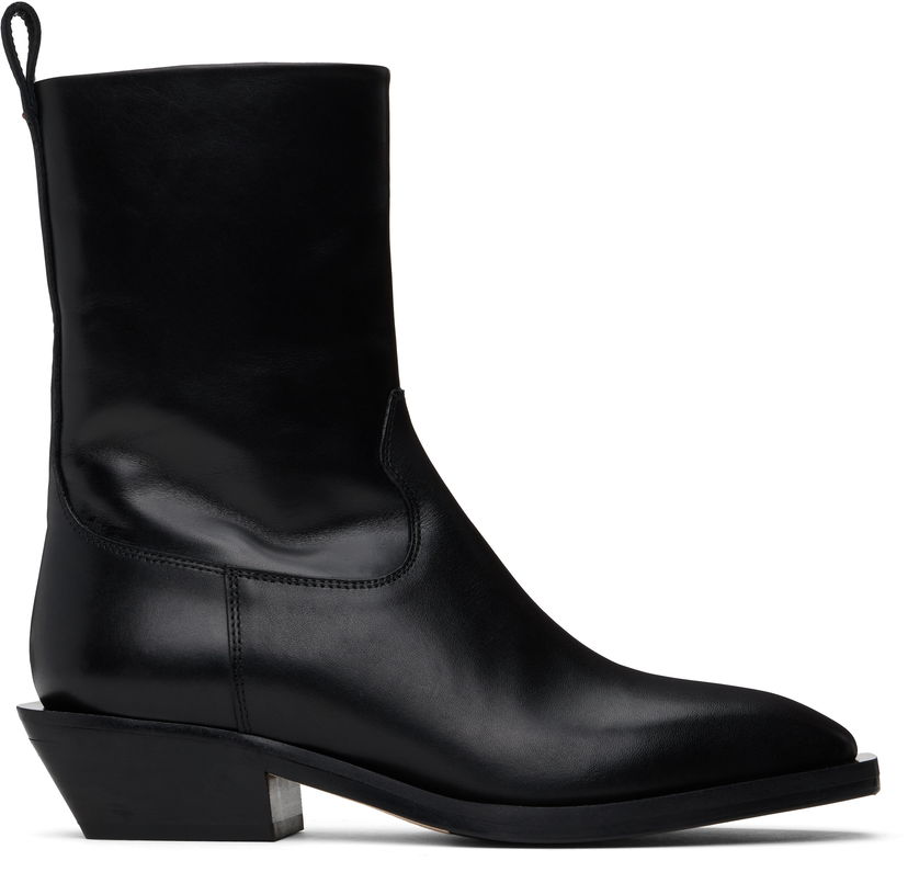 Облекло Aeyde Aeyde Luis Leather Cowboy Ankle Boots Черно | A11-AB-LISS35BL-0122-800-001