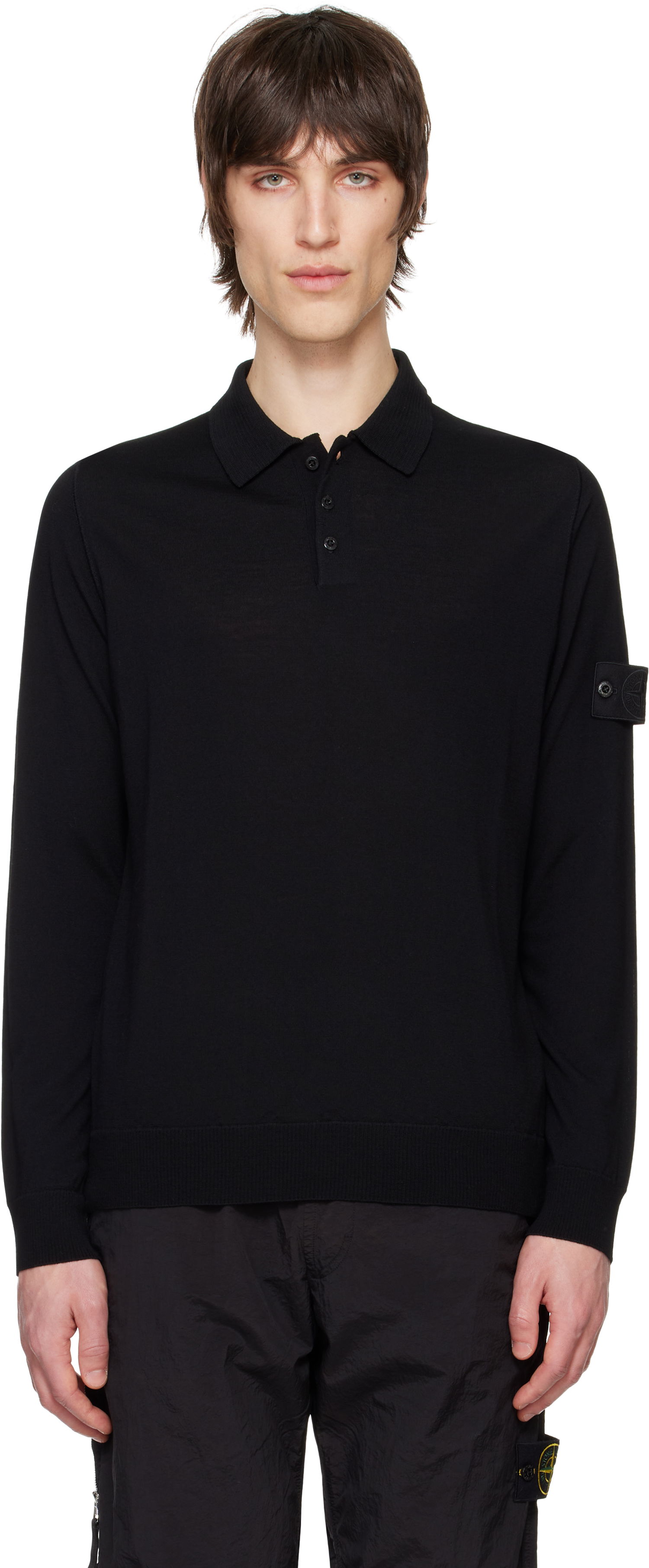 Пуловер Stone Island Stone Island Pure Wool Long Sleeve Polo Черно | K1S15 5100071 S00FC, 0