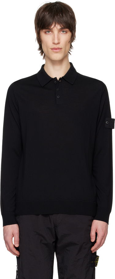 Пуловер Stone Island Stone Island Pure Wool Long Sleeve Polo Черно | K1S15 5100071 S00FC, 0