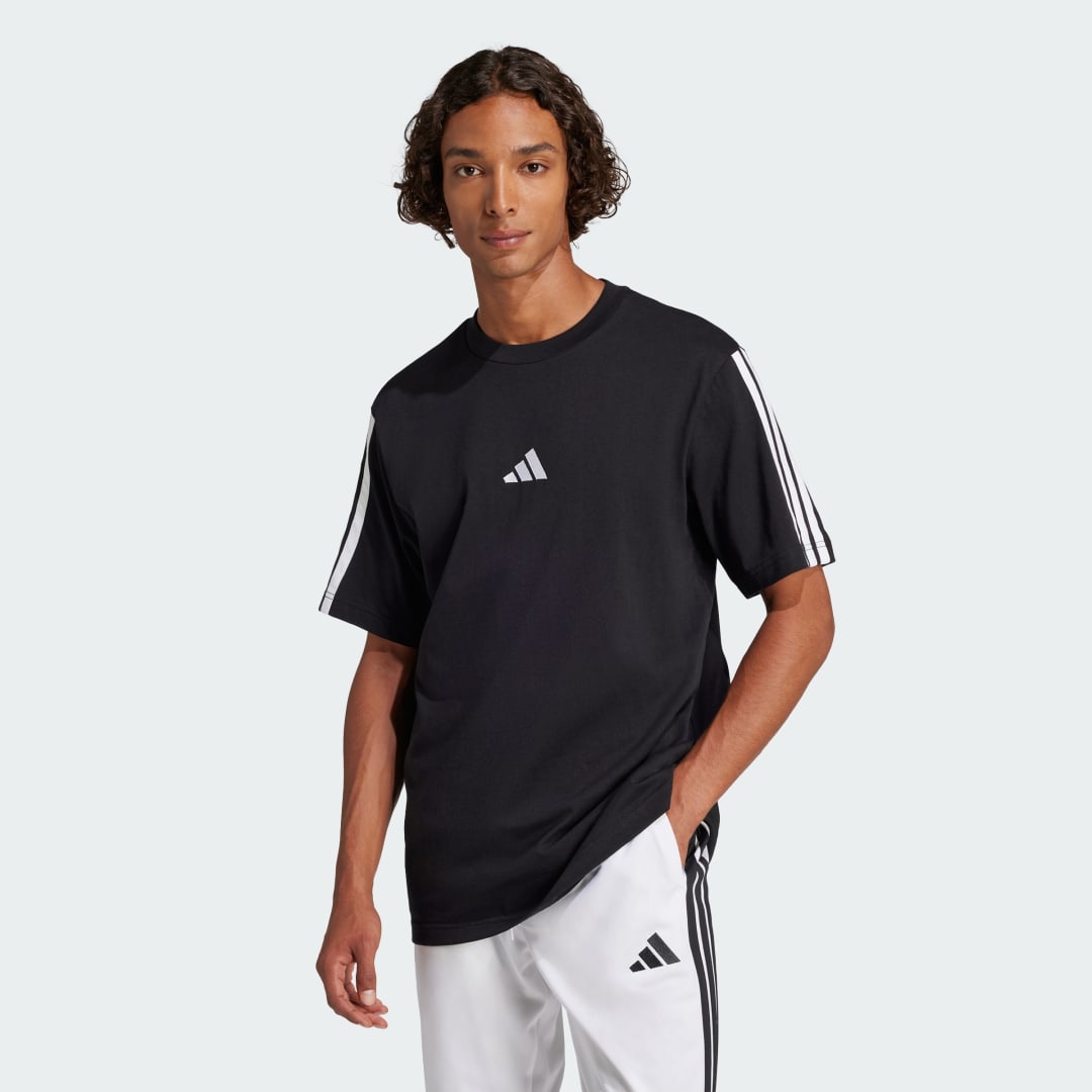 Тениска adidas Performance Single Jersey 3-Stripes T-Shirt Черно | JW1949, 0