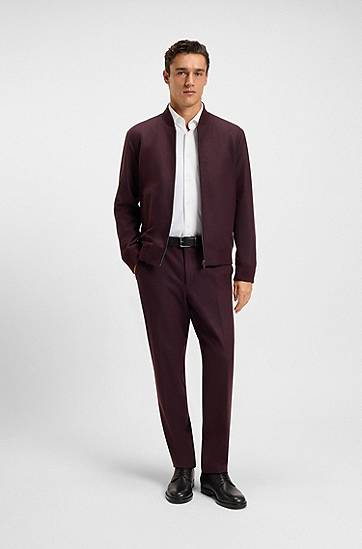 Риза BOSS Slim-fit shirt in brushed stretch flannel Бяло | 50550068, 1