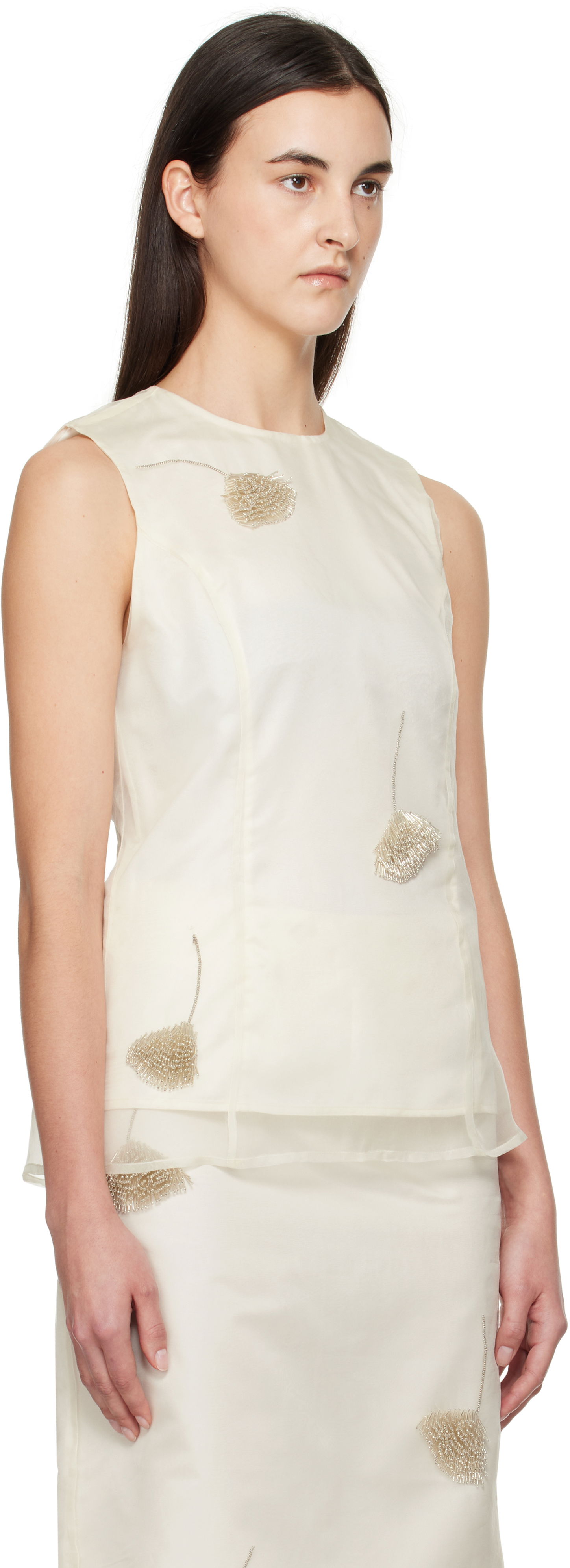 Pокля Róhe Róhe Embellished Tulip Organza Top Бяло | 414-20-148, 1