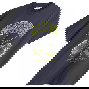 Тениска GANNI GANNI Relaxed Fit Graphic T-Shirt with Cherries Print Тъмно синьо | T4292-252, 0