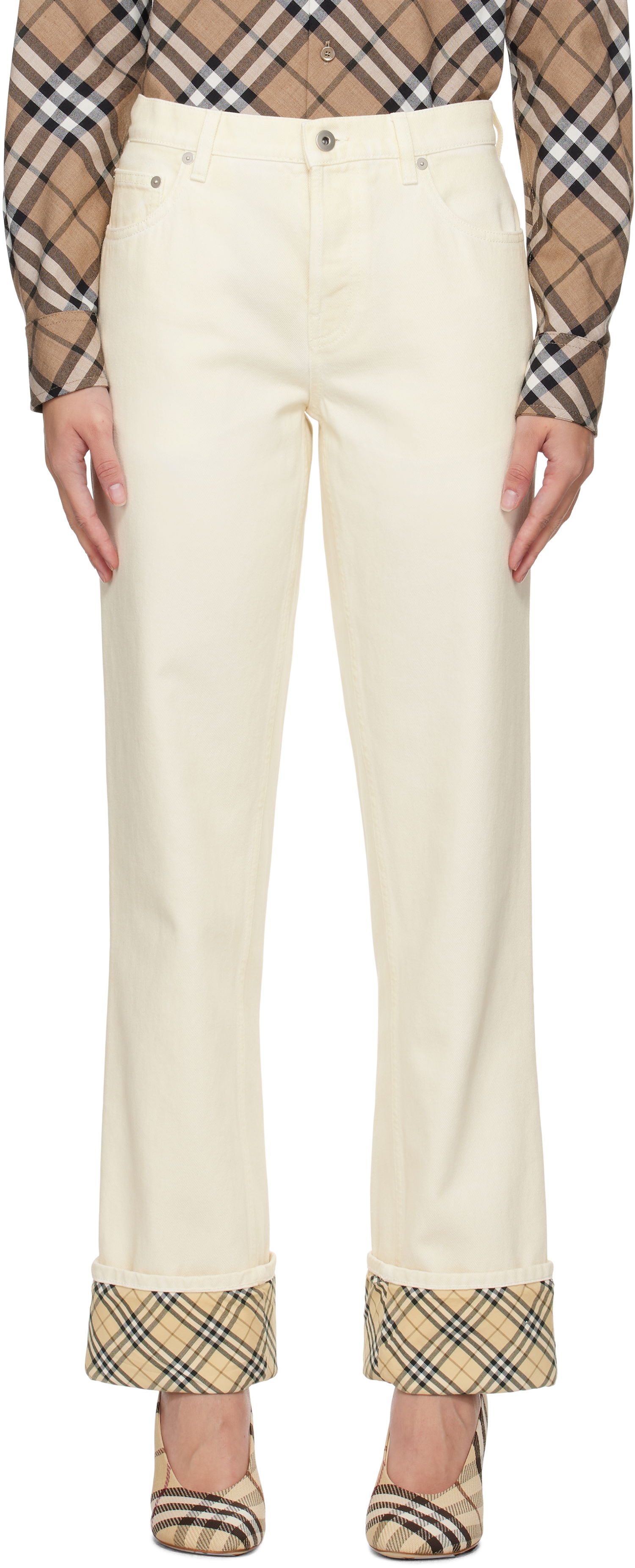 Дънки Burberry Rolled Cuff Jeans Бежово | 8099677, 0