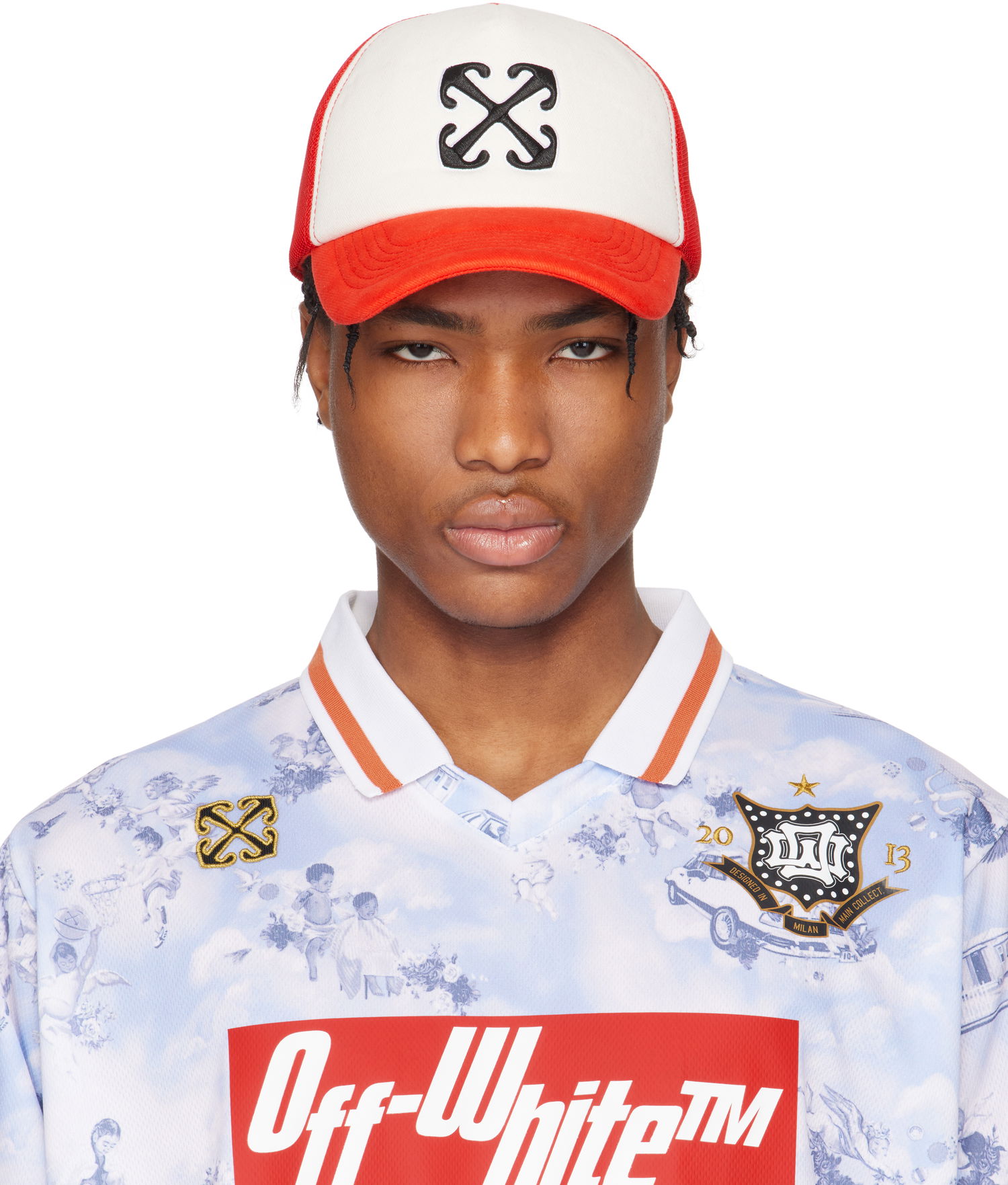 Шапка с козирка Off-White Off-White Arrow Trucker Cap Червено | OMLA04BS25FAB0012727, 0
