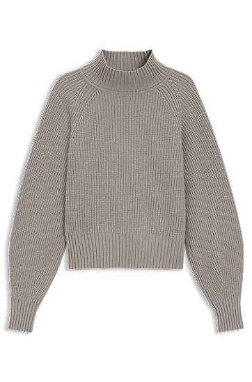 Пуловер BOSS Loose-fit rollneck sweater with raglan sleeves Сиво | 50548292
