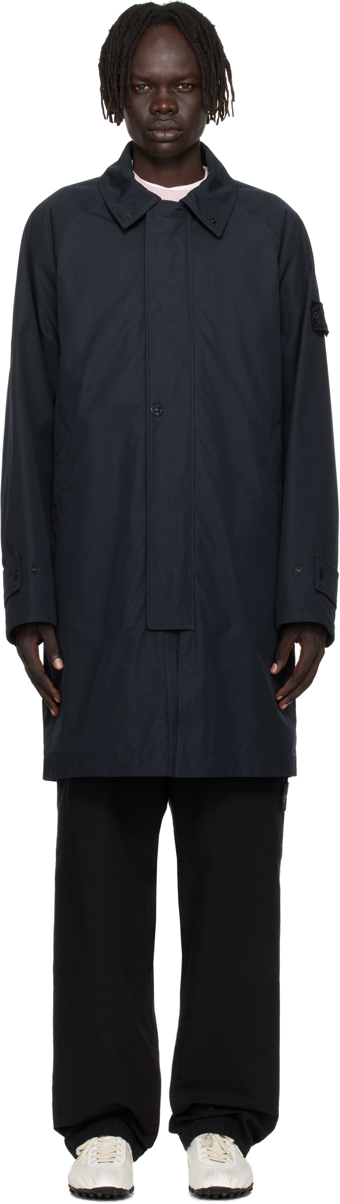 Палта Stone Island Weatherproof Cotton Canvas Long Coat Тъмно синьо | K2S15 7100018 S00F1, 0