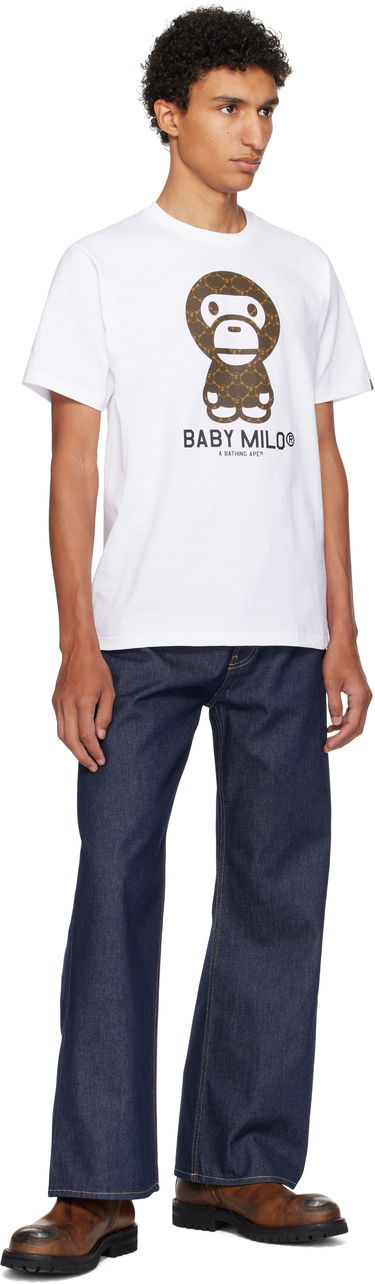 Тениска BAPE BAPE College Monogram Baby Milo T-Shirt Бяло | 002TEL301008M, 3