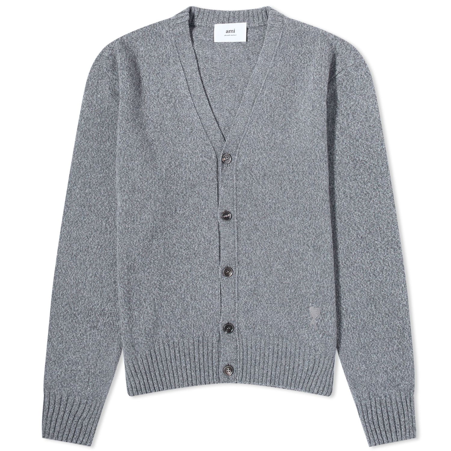 Пуловер AMI Tonal Heart Cashmere Cardigan Сиво | HKC127-005-055, 0