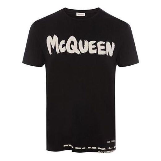 Тениска Alexander McQueen Alexander McQueen Knit Black Short Sleeve T-Shirt Черно | 622104QPZ570901, 0