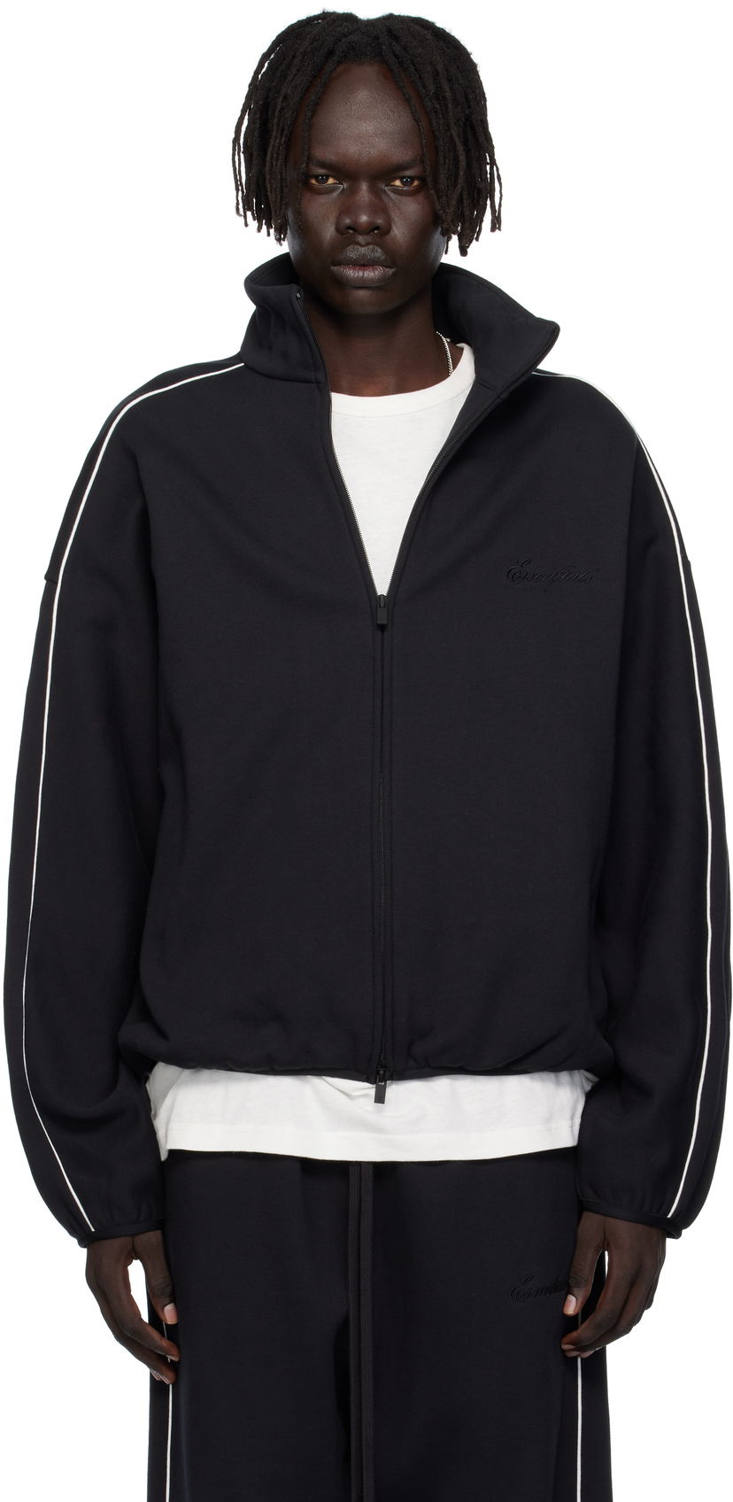 Яке Fear of God ESSENTIALS Modern Fit Fleece Track Jacket Черно | 202SP256890F